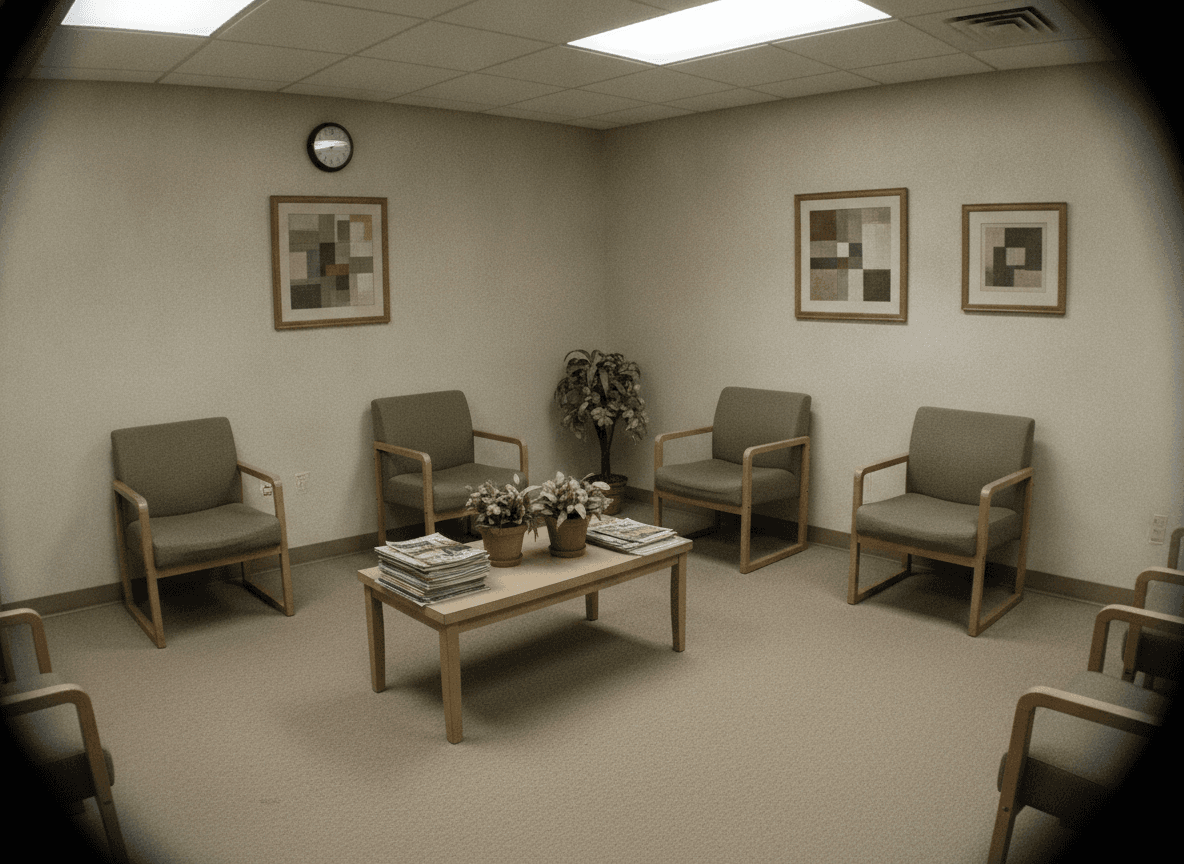 Dated photo of the waiting area