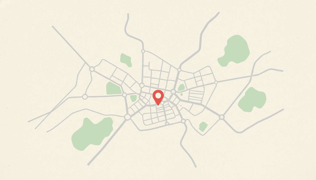Simple street map with a red pin