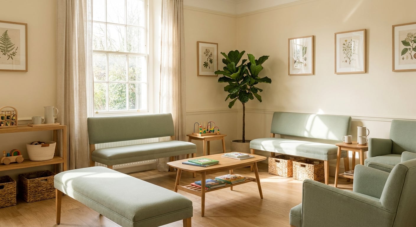 The ground-floor surgery, with the blind up